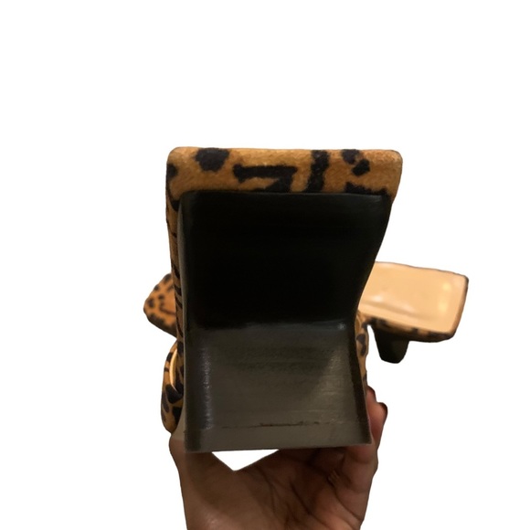 By FAR Lily Mule Leopard Animal Print Suede Square Toe Low Heel Slides Brown 8 - Picture 10 of 12